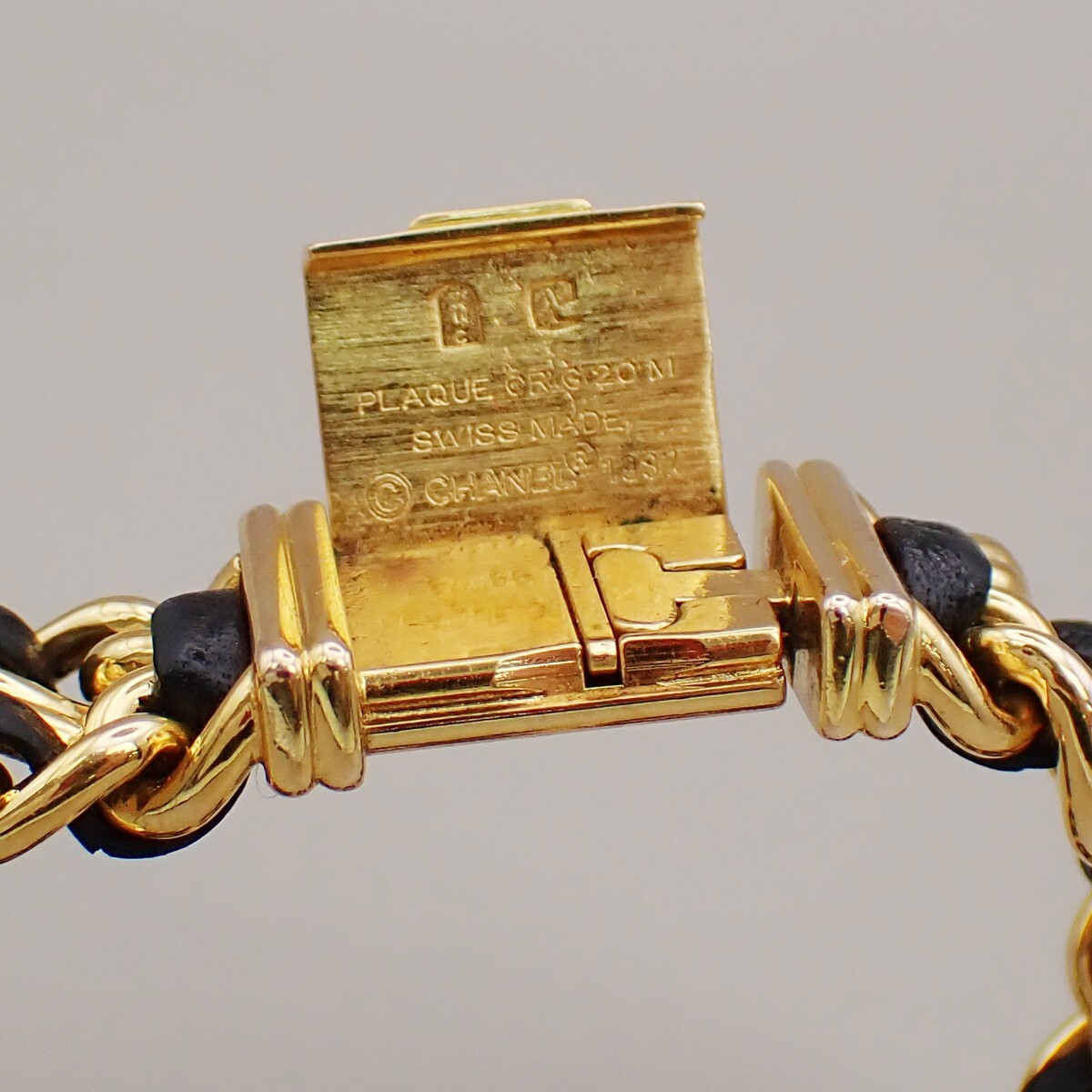 CHANEL Logo Premiere Watch H0001 # L Quartz Gold Plated Leather GHW 690RK949