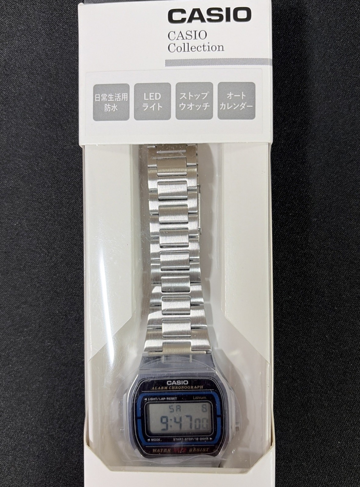 CASIO Collection A164WA-1QJH Digital Watch – Silver Metal Band – Japan Model