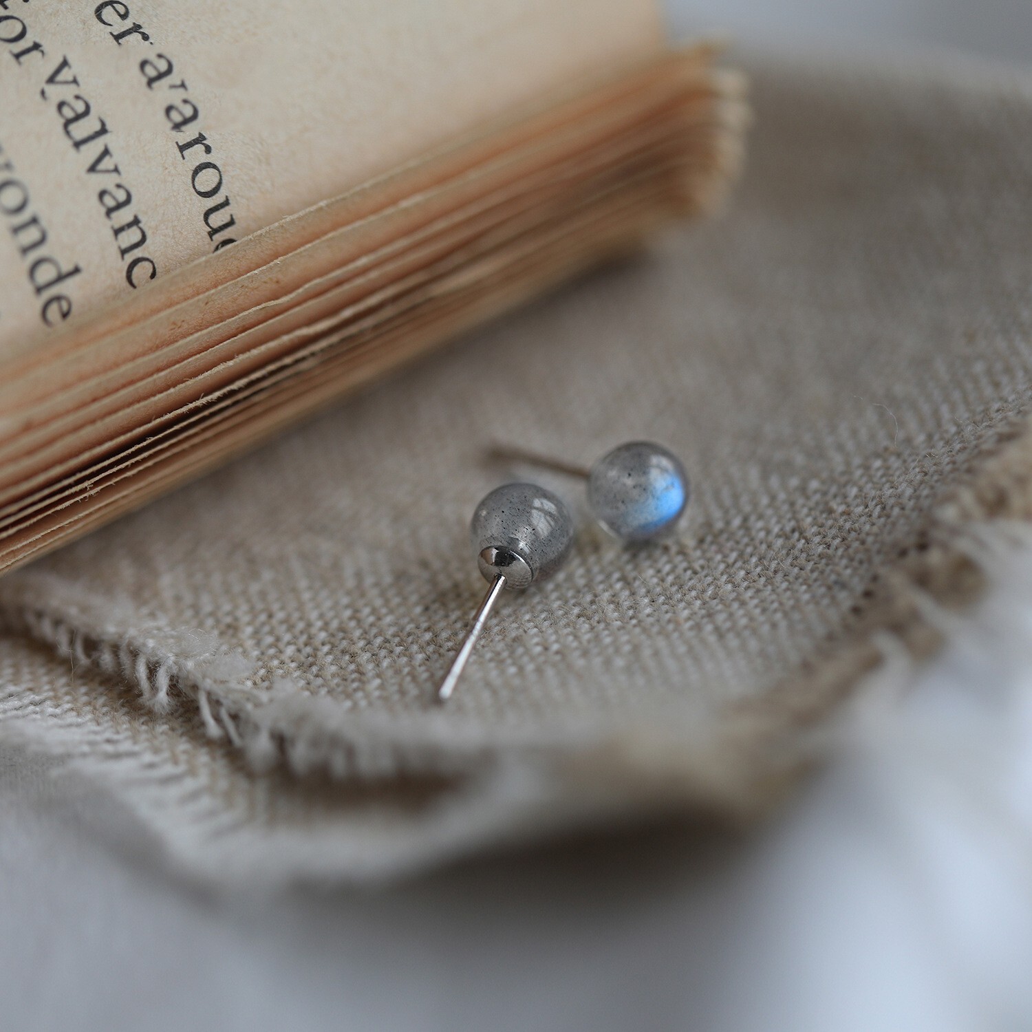 Moonstone Crystal Healing Reiki Balance Calming Minimalist Dainty Stud Earrings