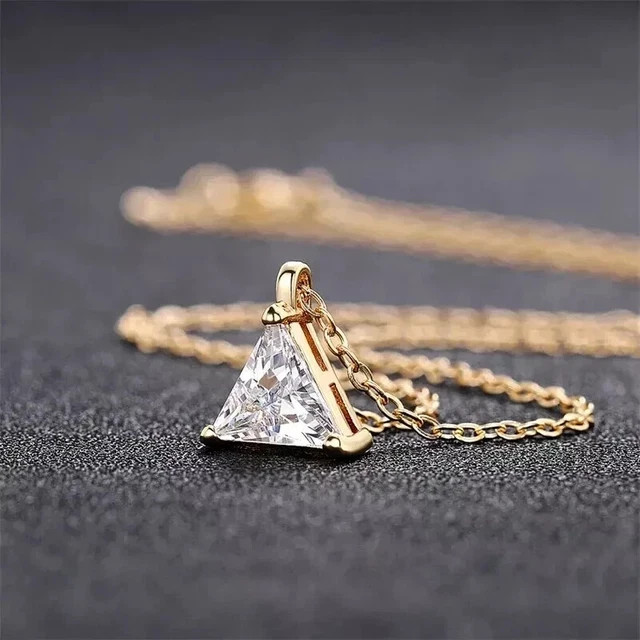 1.6Ct Trillion Cut Lab Created Solitaire Diamond Pendant 14K Yellow Gold Plated