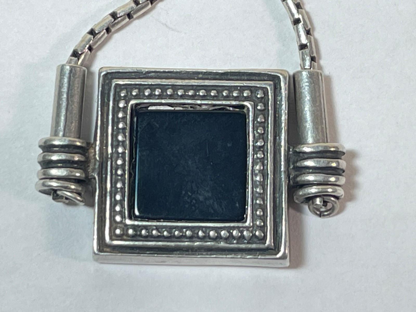 Vintage Unique Onyx 925 Sterling Silver Necklace 12.8g