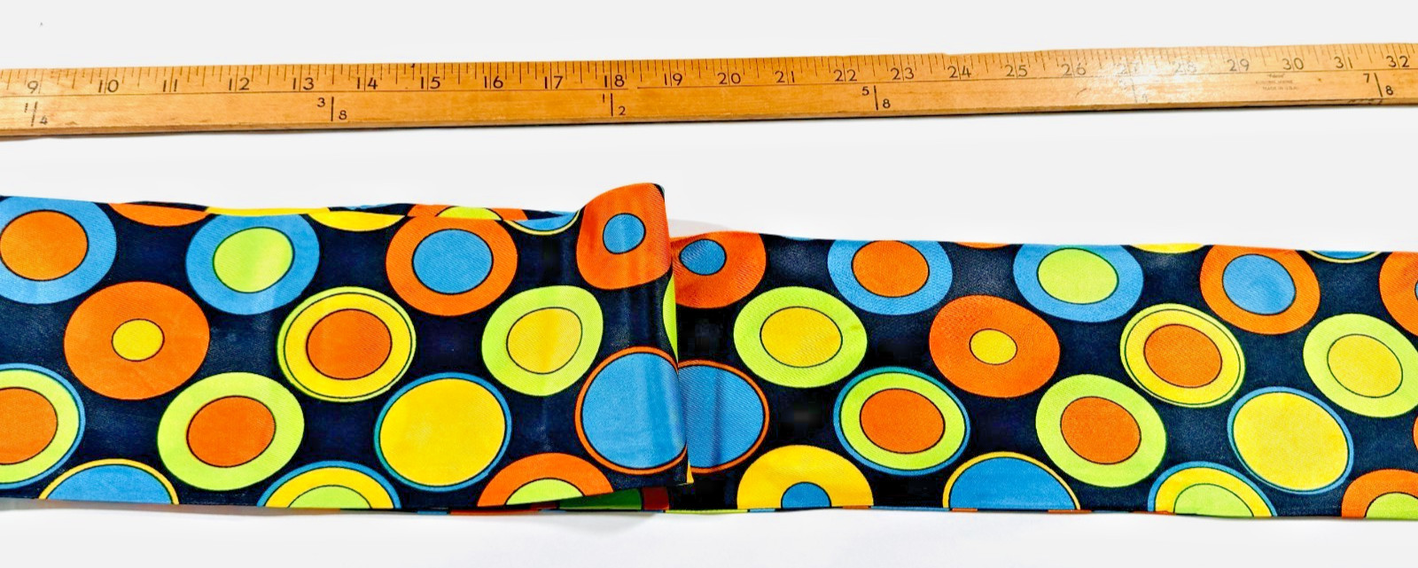 VTG 1970s Mod Psychedelic Hair Scarf & Earring Set Circles Polyester Estate Find