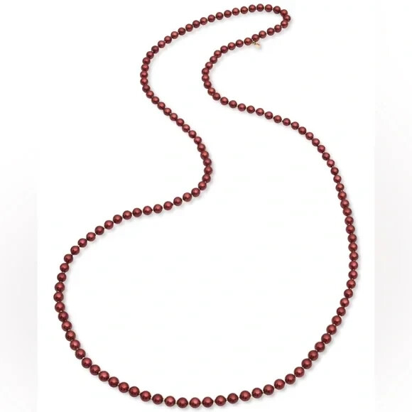 Charter Club Gold-Tone Imitation Pearl Long Strand Necklace Red New