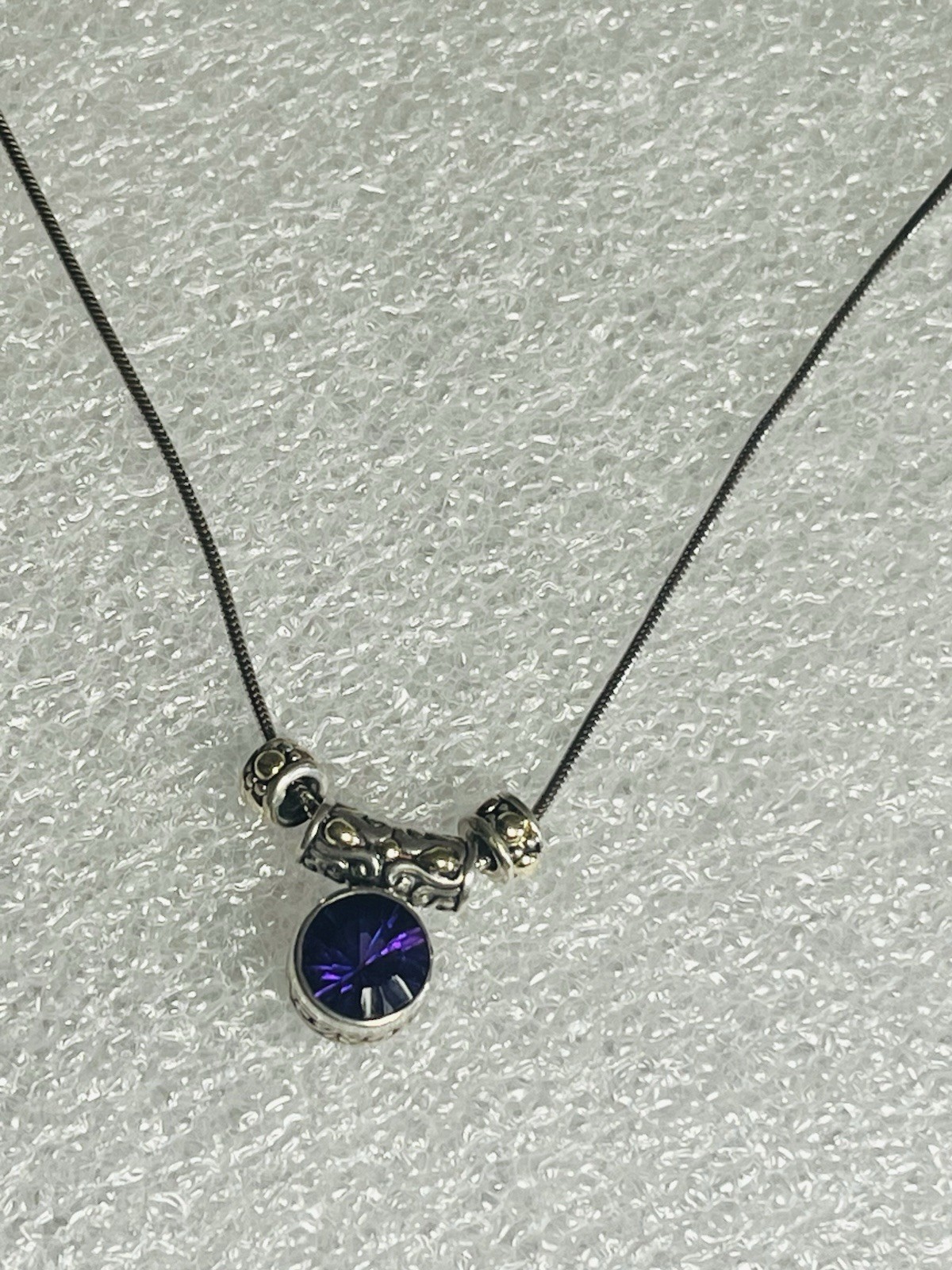 Natural Amethyst 18 Inch Necklace Solid 925 3 Carats Carved Tube Bezel Beads