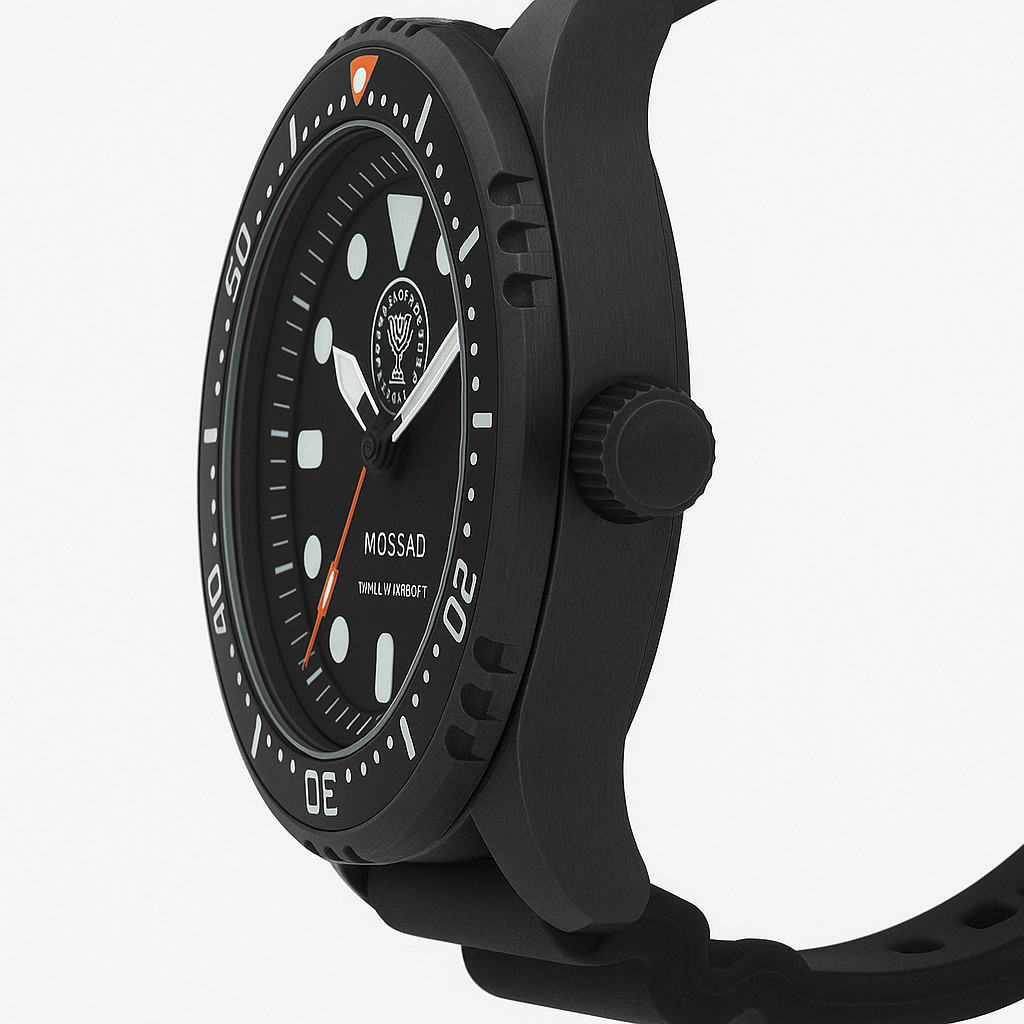 Israeli Mossad IDF Military Watch 44mm Tactical Black Dial+bezel-Made in Israel
