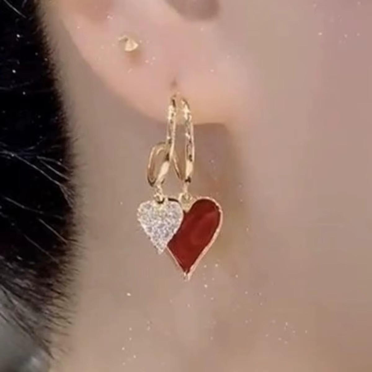 Womens 18k Gold Plated Hoop Earrings Crystal Drop Dangle Fashion Elegant Jewelry