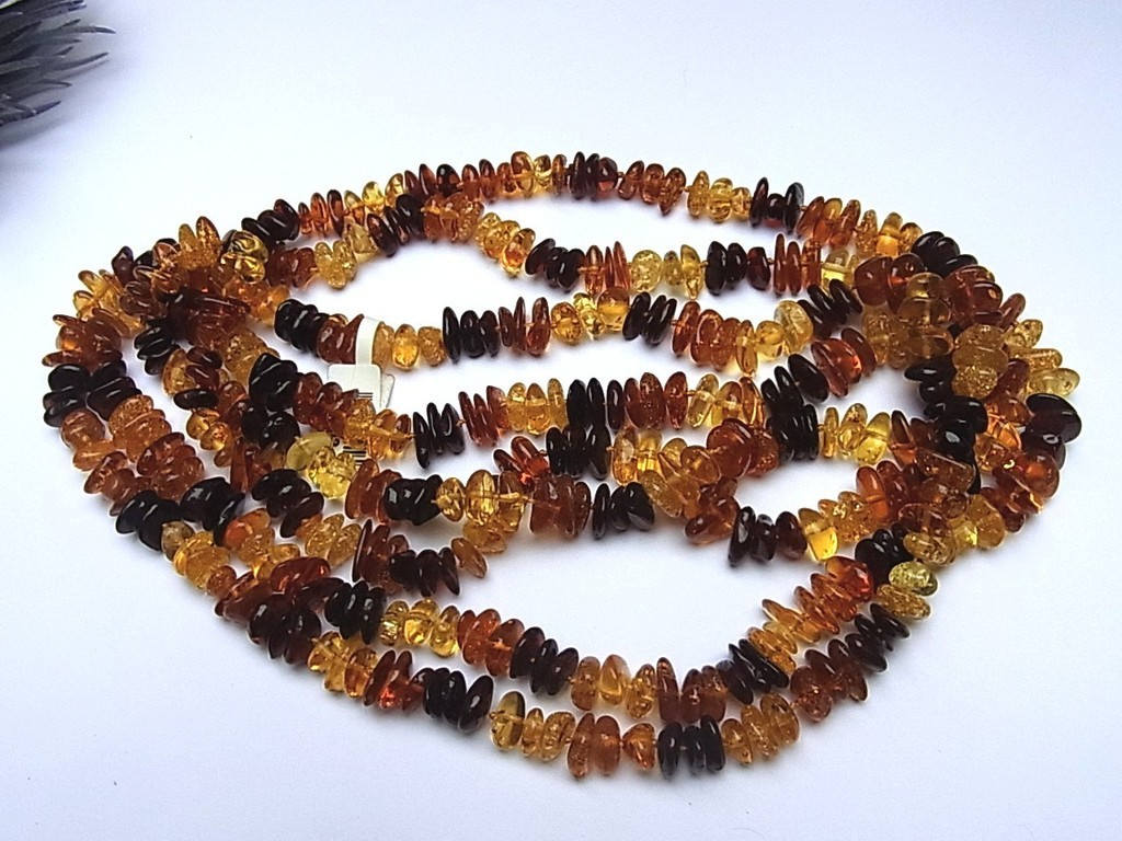JEWELLERY PIECE AMBER NECKLACE 150cm and 70cm NEW endless chain without metal