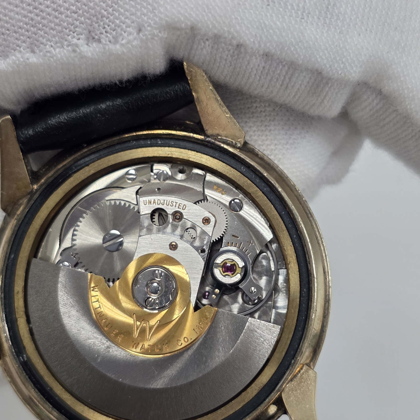 Vtg Wittnauer Mens Automatic Watch Swiss 11SR 17J 34mm Crosshair 10k Gold Filled