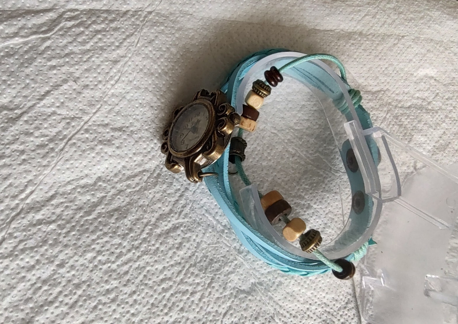 Yulan Bracelet Watch Crystals vintage gold tone leather Women’s girls female