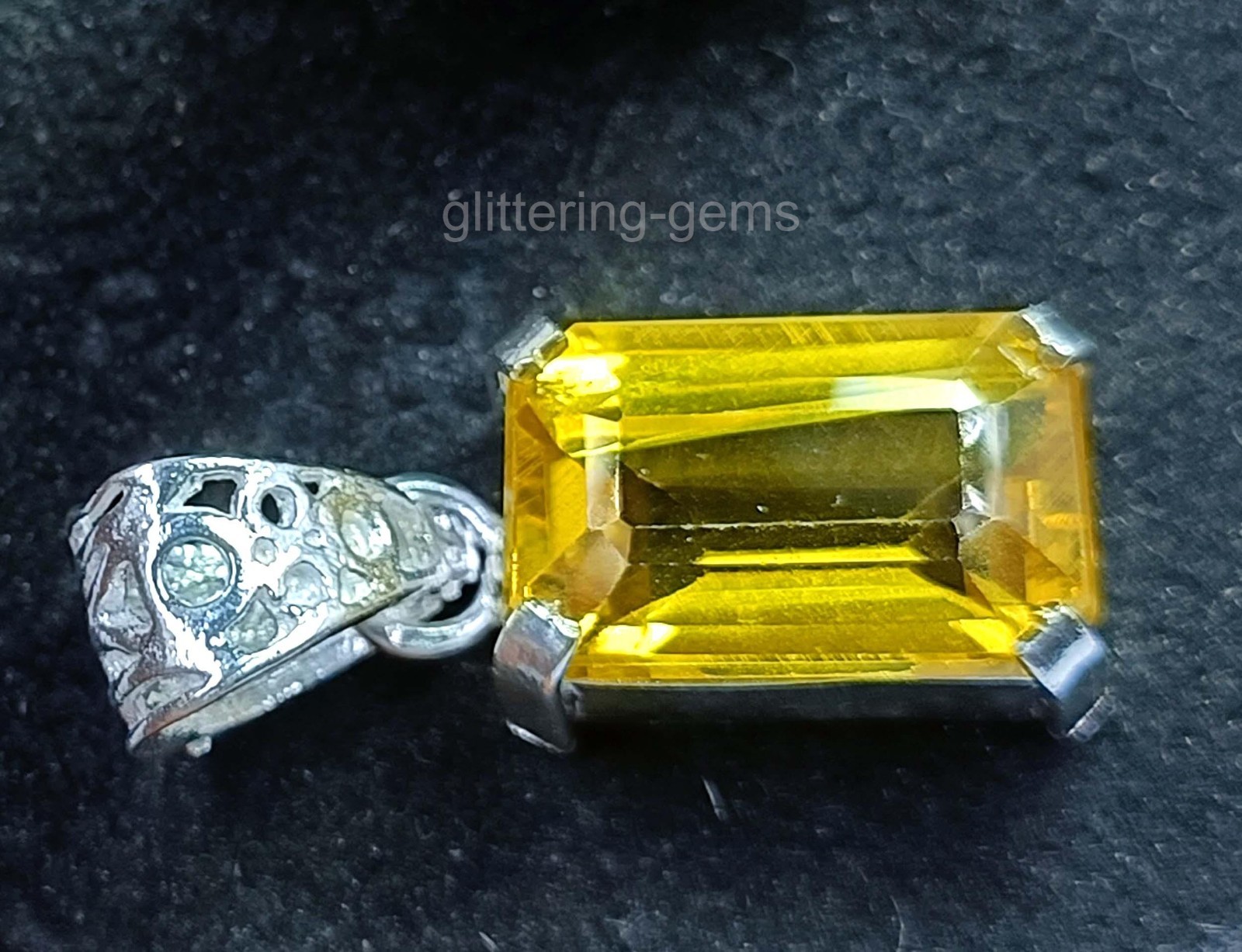 Natural Yellow Sapphire 25.15 Ct IGL Emerald Cut 925 Solid Silver Pendant 5JSP