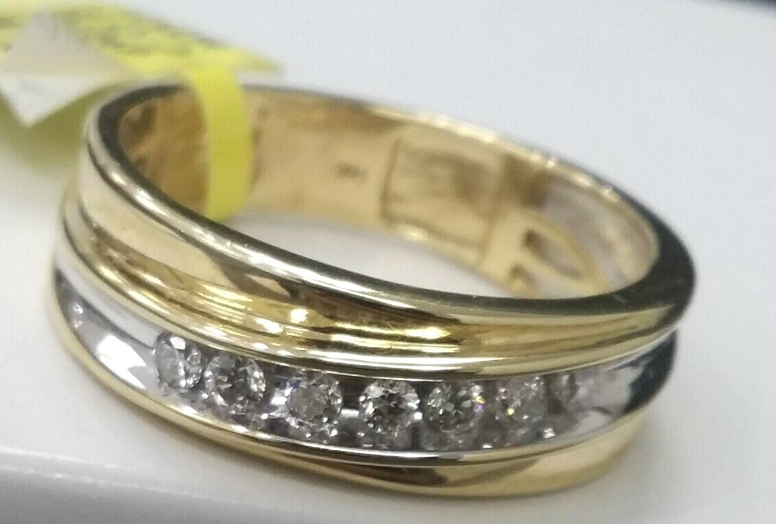 DEAL!0.30CT 100% NATURAL ROUND DIAMOND MEN’S WEDDING BAND RING 14KT GOLD 6.90MM