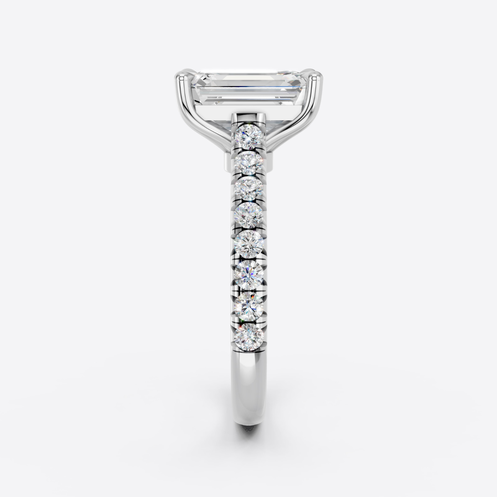 IGI 3.17 CT F VS1 Emerald Cut Lab Grown Diamond Engagement Ring 14k White Gold