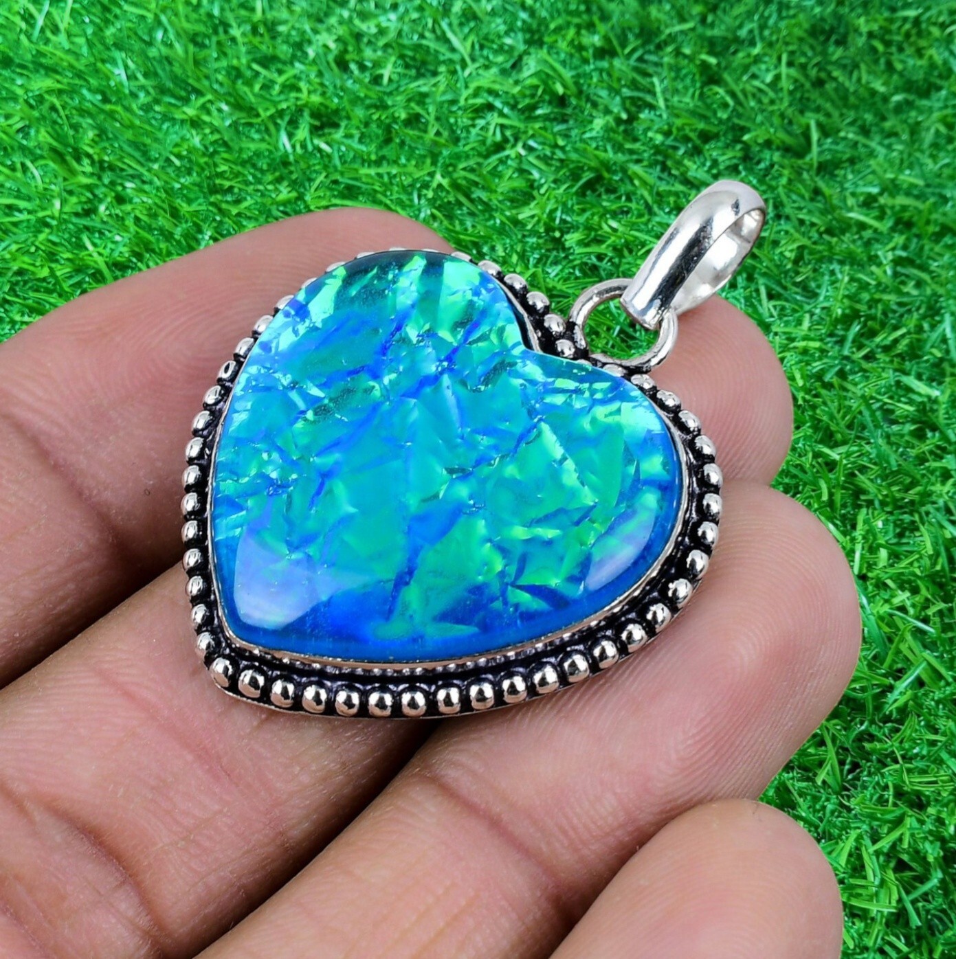 Triplet Fire Opal Heart Gemstone Pendant 925 Sterling Silver Jewelry Pendant