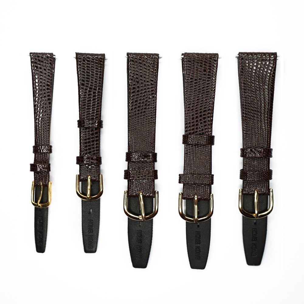 12 14 16 17 18 19 20 21mm Watch Band Strap Lizard Calf Leather Dark Brown Women
