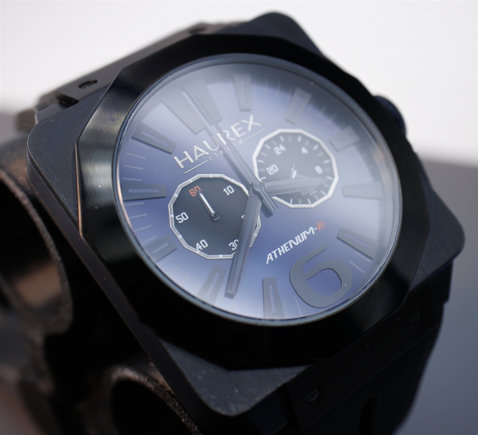 Haurex Athenium-R Square Chronograph Watch Blue /Black Fume Dial 3N372UNB