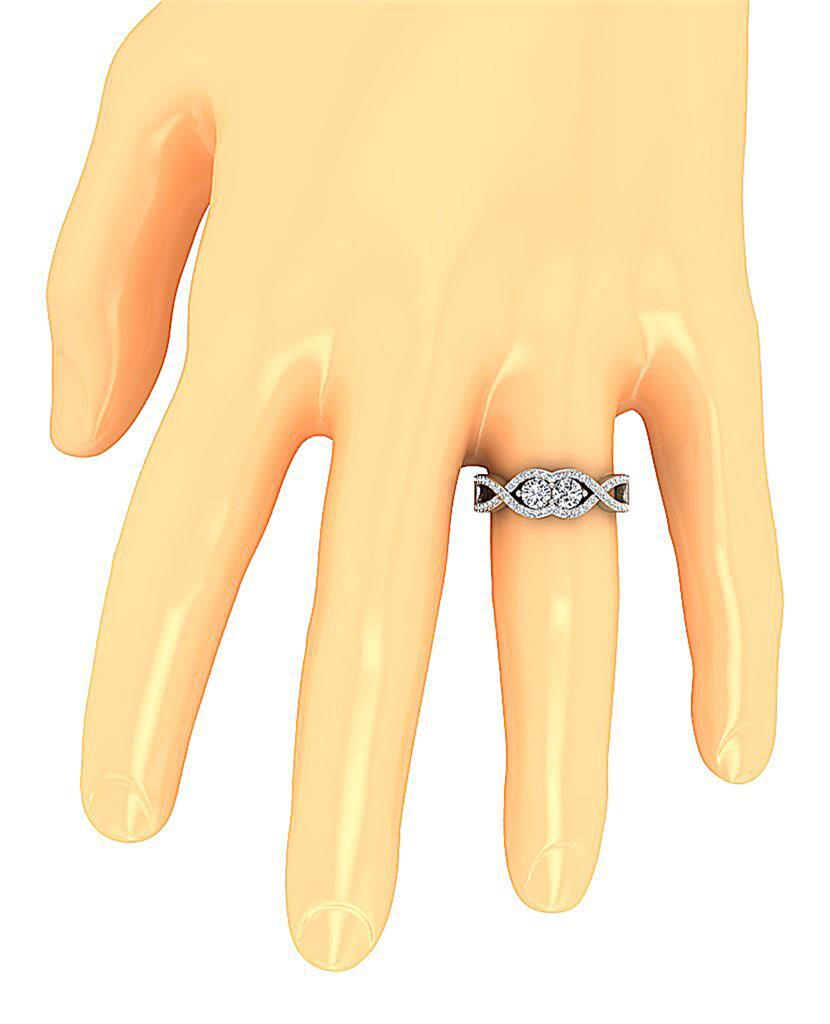 Forever Us Two Stone Solitaire Ring VS F 0.85 Ct Lab Grown Diamond 14K Rose Gold