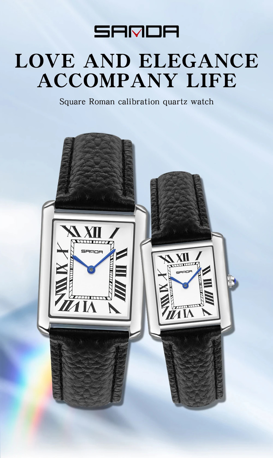 Fashion Roman Time scale 1108 Rectangular Couple Frank Watch Silver Luxur