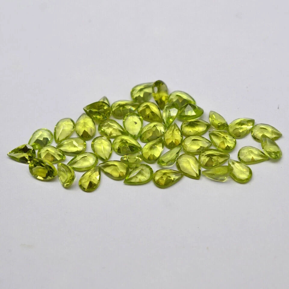 200 Pcs Natural Peridot Faceted Oval Shape Loose Gemstone For Jewelry Making