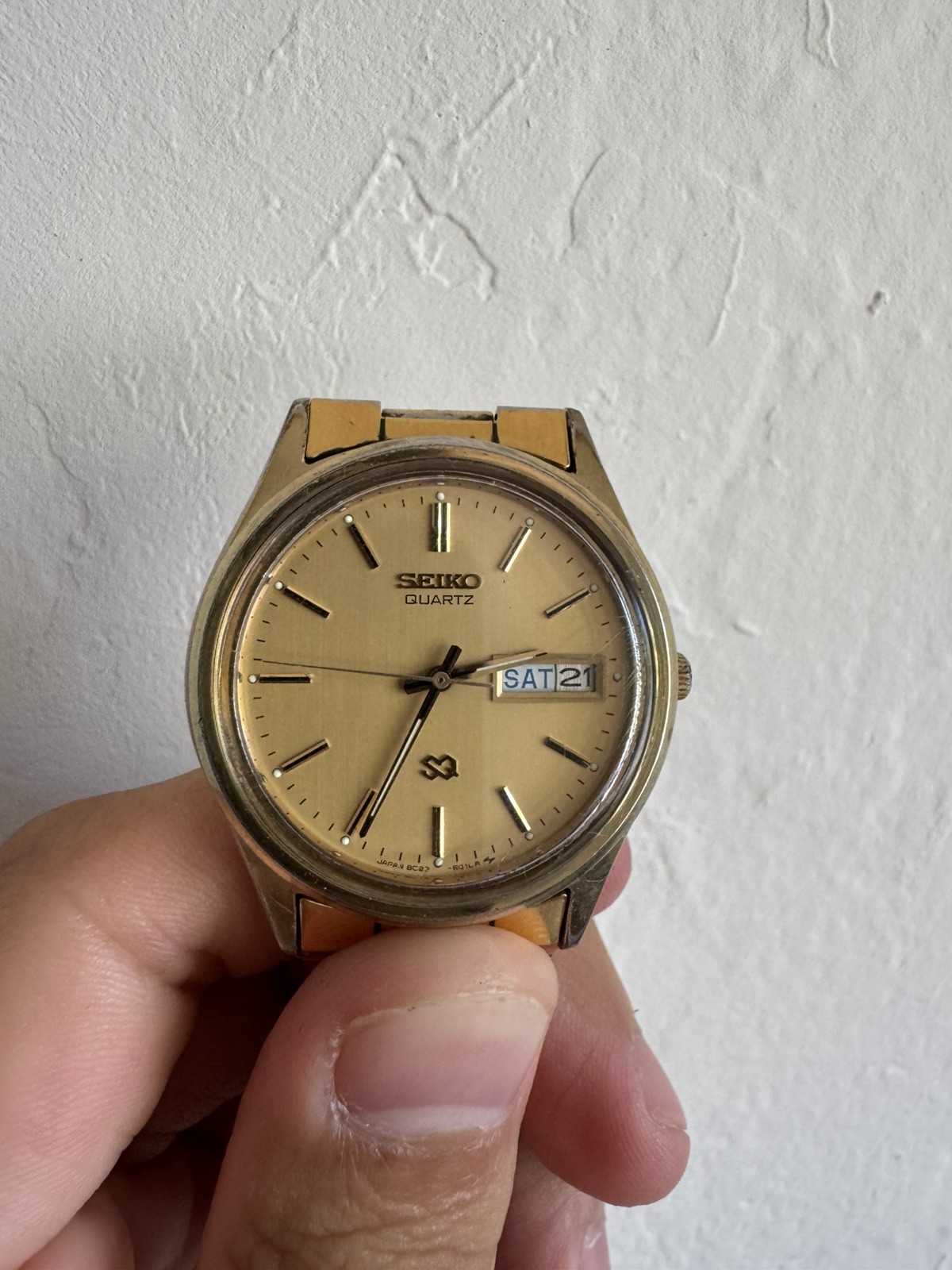 Vintage Rare 1980s Seiko SQ 8C23-6010 Day Date Quartz Men’s Watch