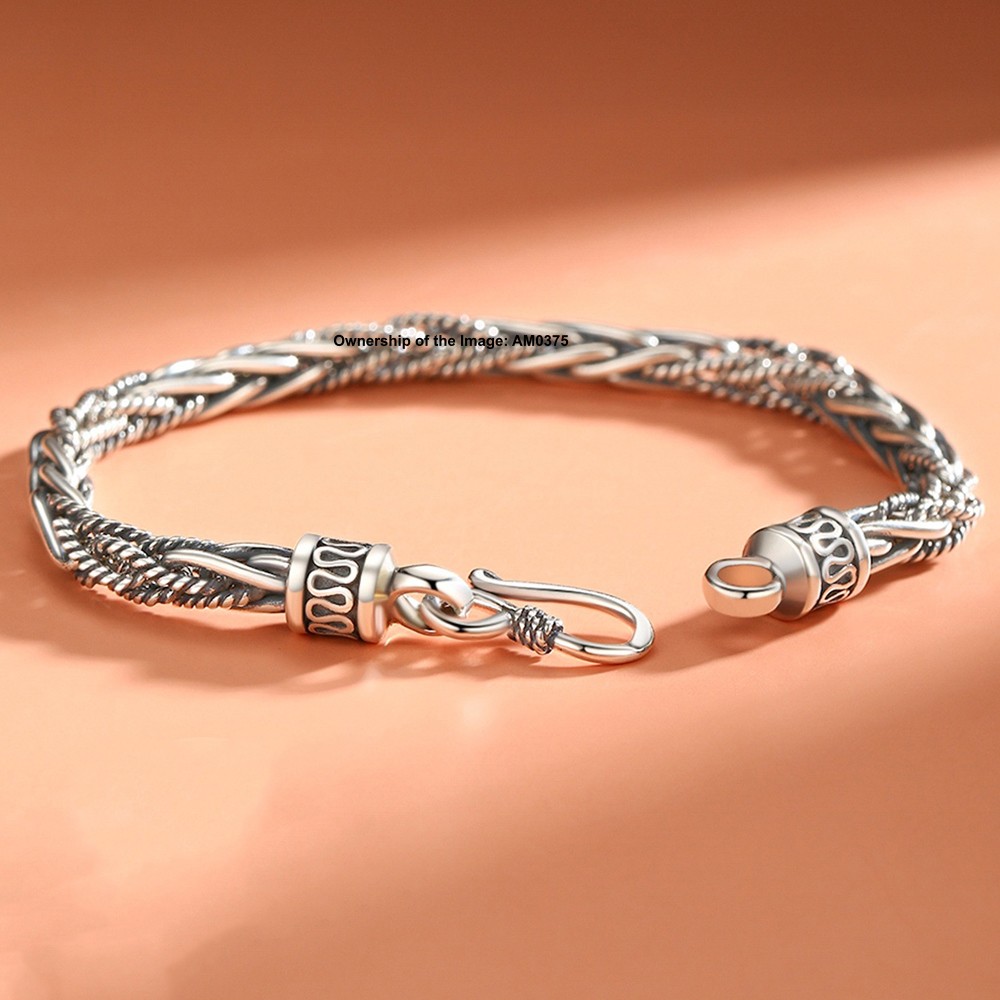 Solid Fine S925 Sterling Silver Bracelet 5mm Wheat Link Men Bracelet 7.5-8.7inch