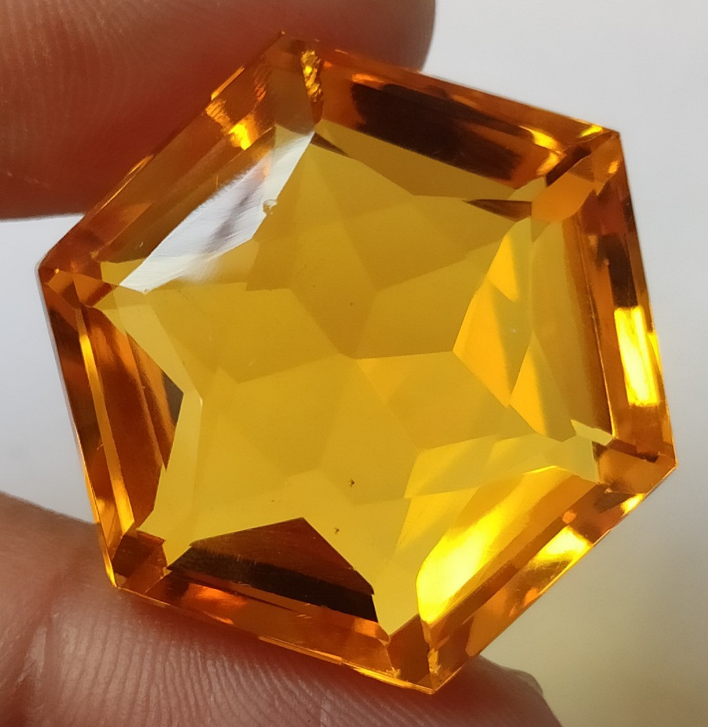 97.70 Ct. Large Yellow Citrine Hexagon Cut Loose Gemstone Engagement for Gift
