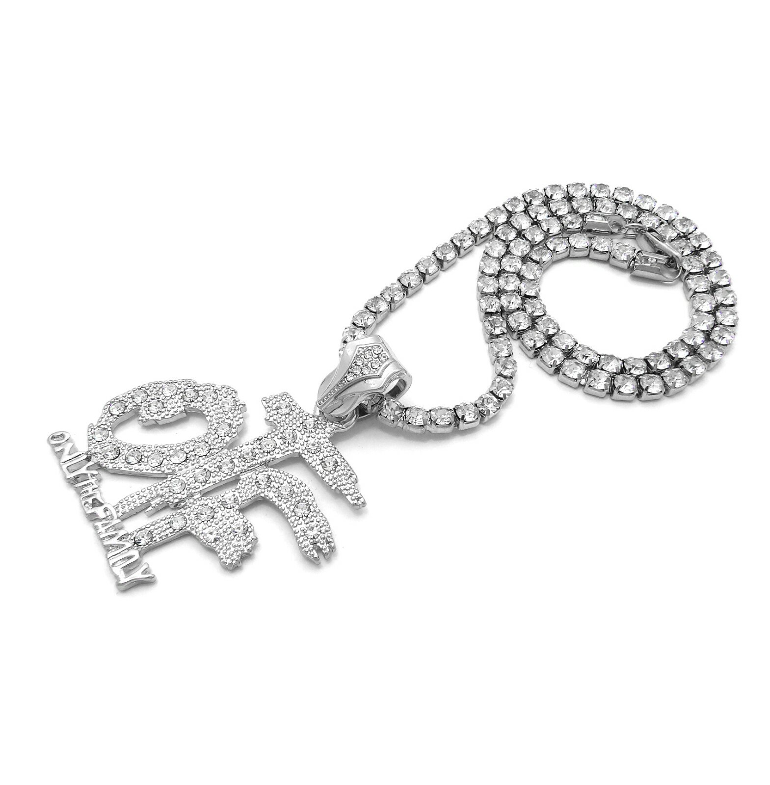 Only the Family OTF Pendant & Iced 16″ 18″ 20″ Rhinestone Chain Fashion Necklace