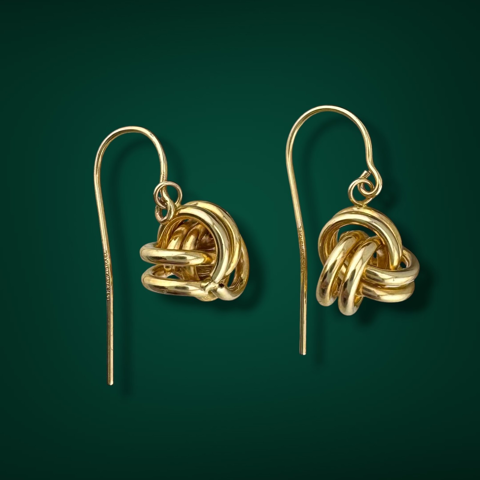 Minimalist Vintage 14K Gold Love Knot Dangle Earrings