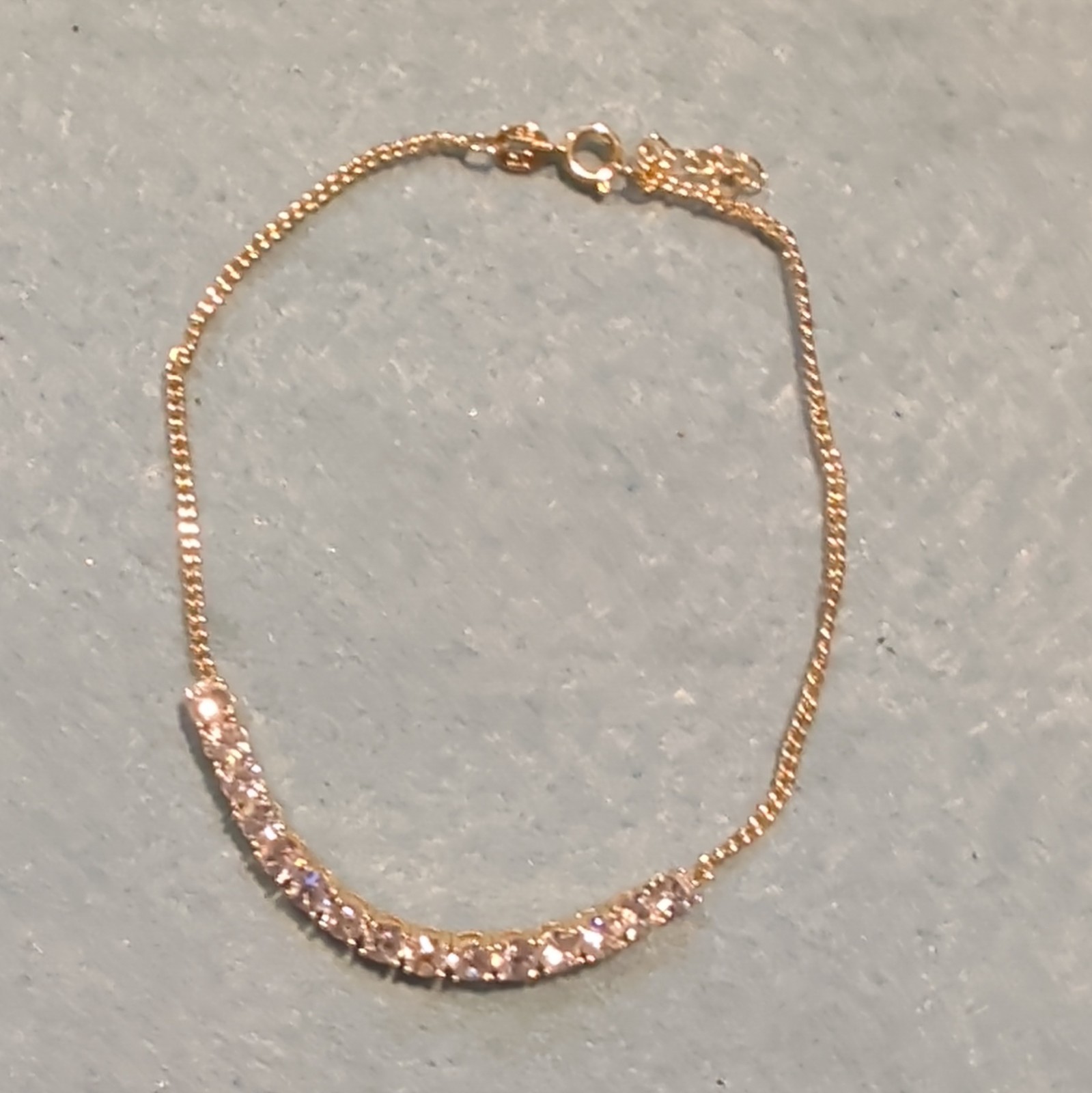 Gold Tone Crystal Bracelet Lobster Clasp Adjustable