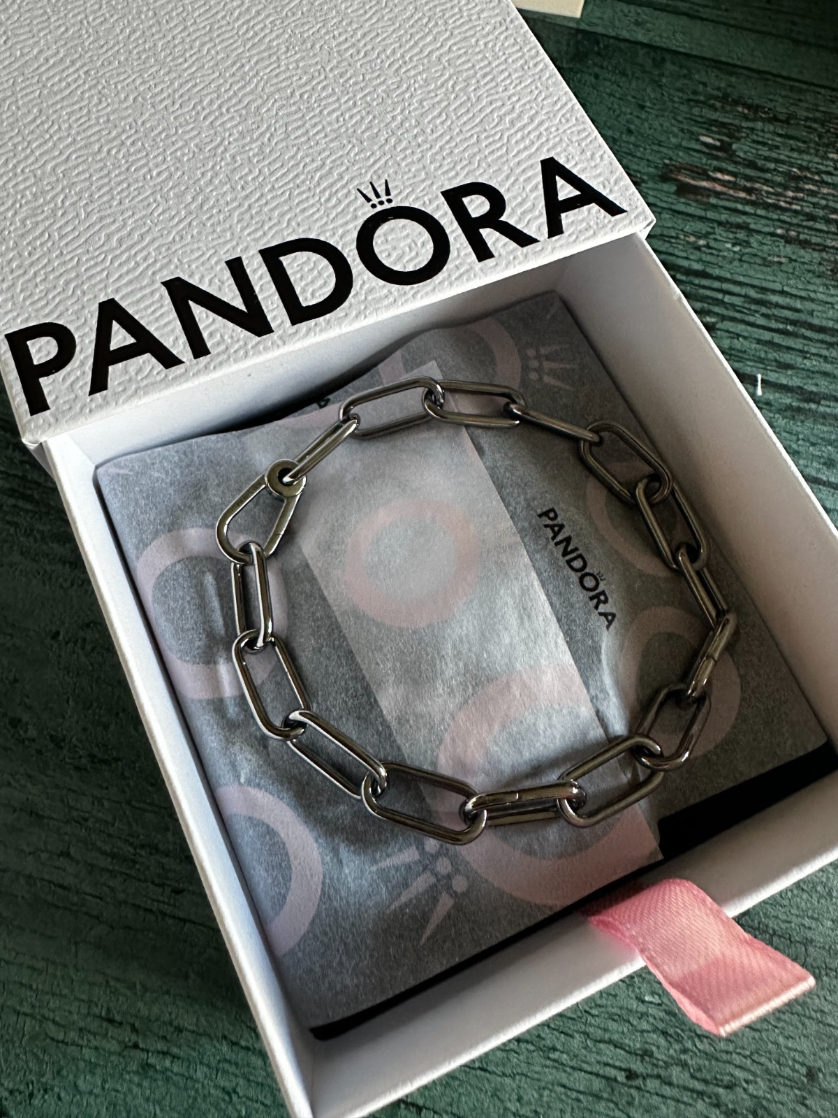 100% NEW PANDORA Me Style Ruthenium Link Chain Bracelet 549588C00 6.3 INCHES