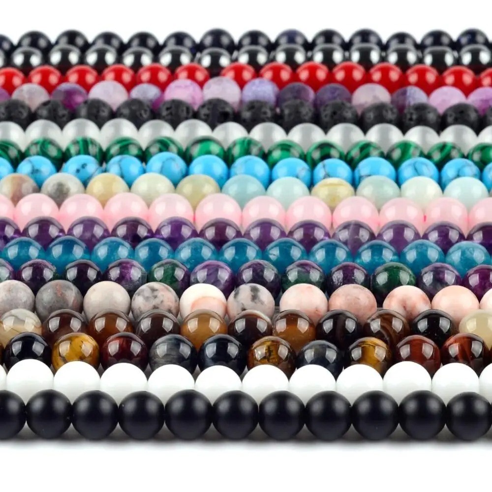 Natural Gemstone Round Spacer Loose Beads Jewelry Making 4mm 6mm 8mm 10mm 12mm
