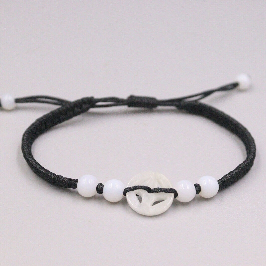Green Jade Bracelet Women Men Lucky Circle Chinese Black String Bracelet Gift