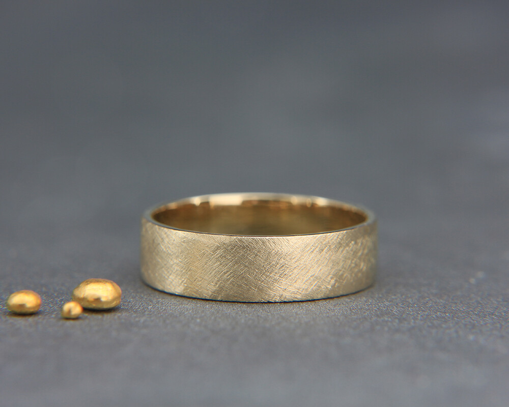 14K Gold Rough Brushed Rustic Men Wedding Band | 3mm 4mm 5mm 6mm 7mm 8mm