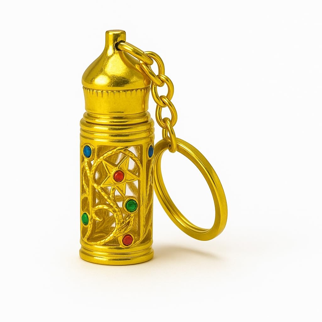 3 ARCHES USA Refillable Glass Anointing Oil Keychain Bottle 0.2 Ounces, Gold