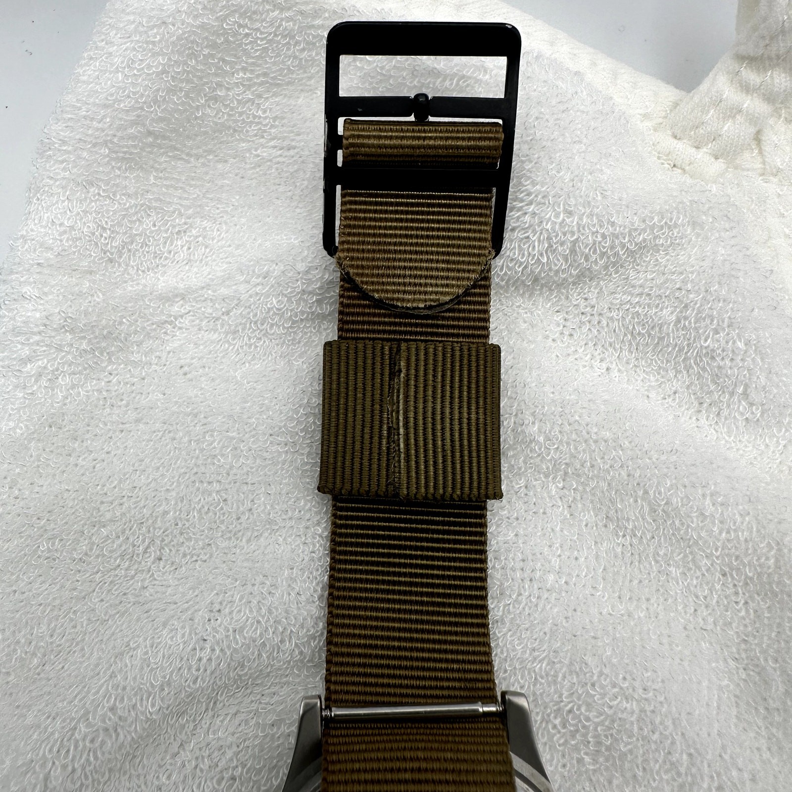 U.S. Guide Quartz Analog Watch Black Dial Olive Nylon Strap