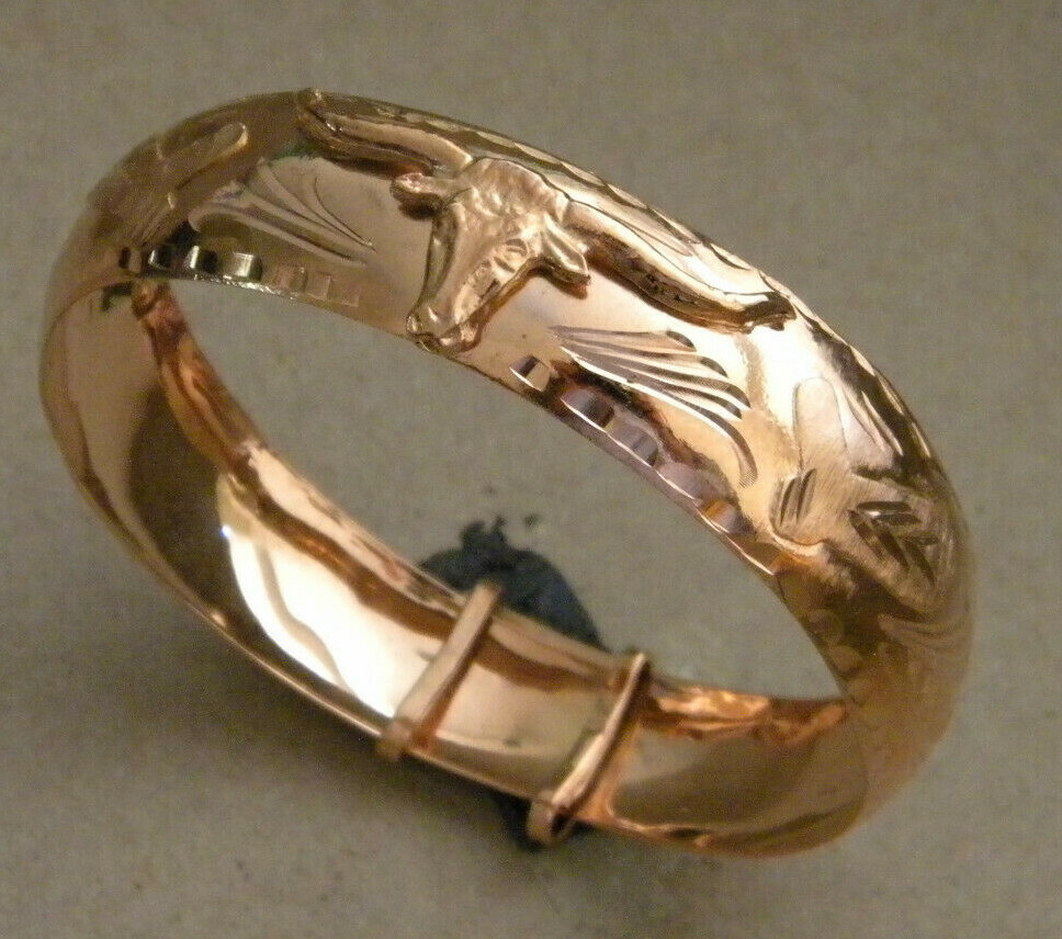 Women Pink Rose Gold Plated Bracelet Longhorn 20mm Wide