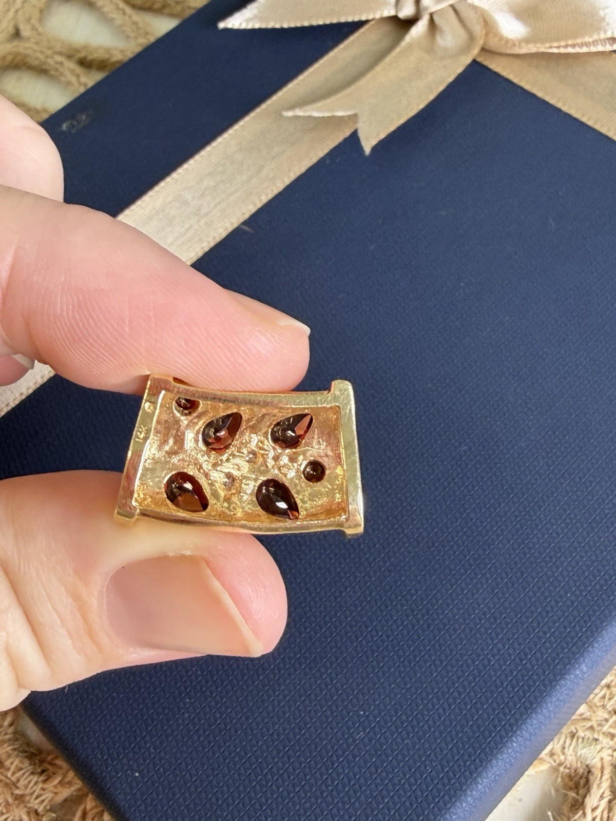 14kt Y/Gold Garnet & Diamond Slide 5.4 grams