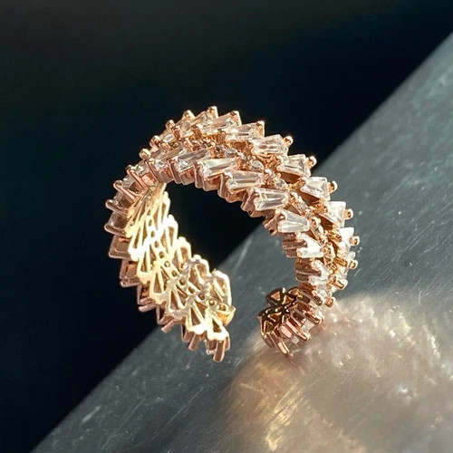 18k Rose Gold Plated Eternity Band Ring Made Simulated Diamond Adjustable