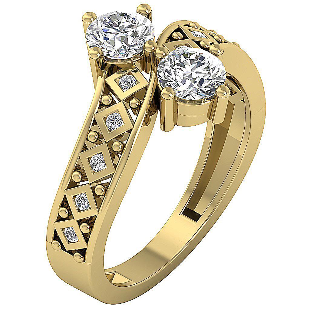Designer Forever Us Two Stone Ring Round Diamond I1 G 1.15 Ct 14k Solid Gold
