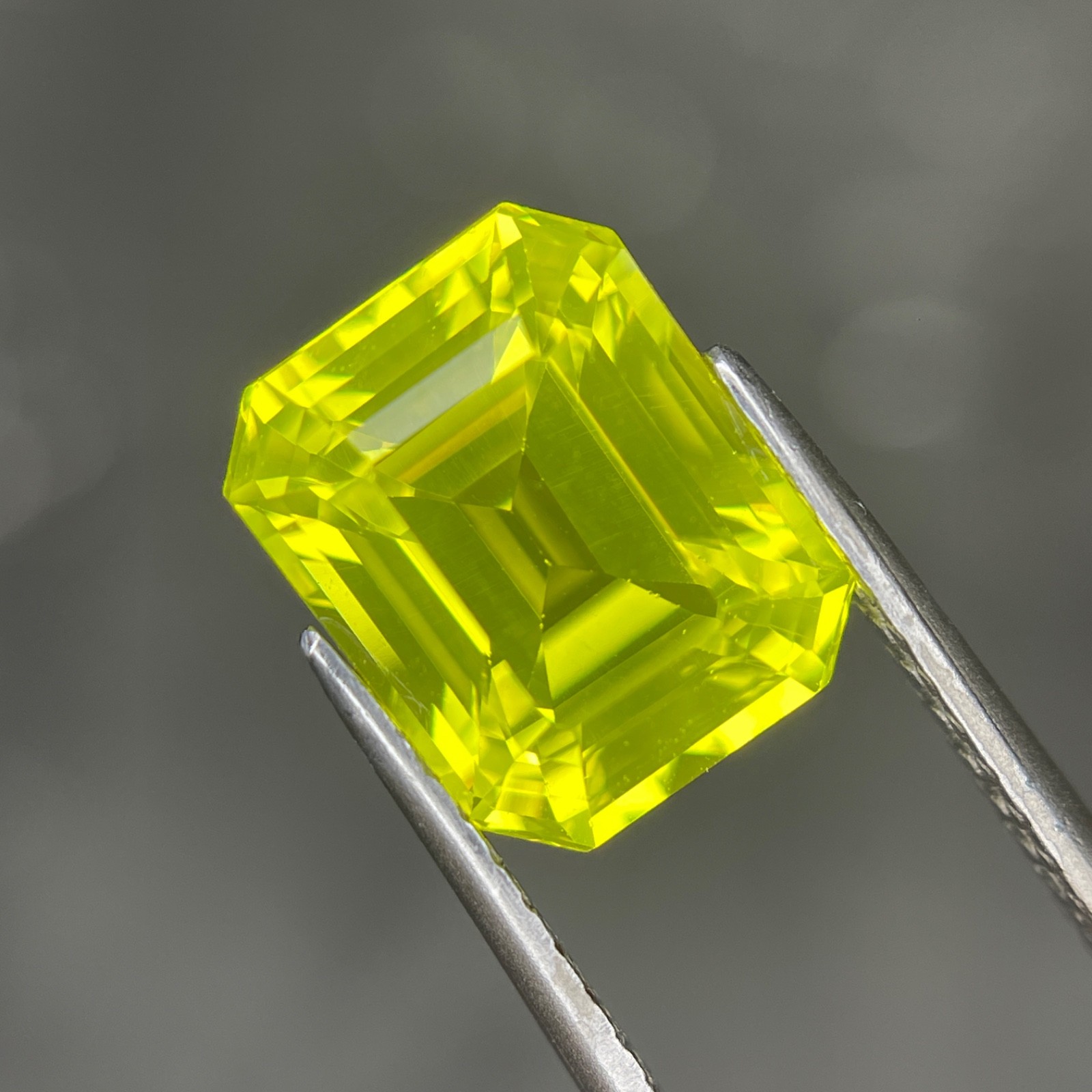 6.2 Ctw Neon Yellow Yttrium Aluminum Garnet (YAG) Emerald Cut, 10.5 x 8.5 (mm)