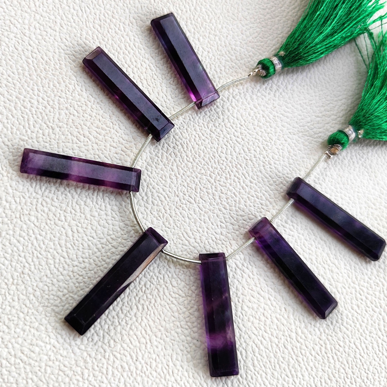Natural Rainbow Fluorite Brazil 23-25mm Faceted Baguette Beads 4.5″ Strand Gems