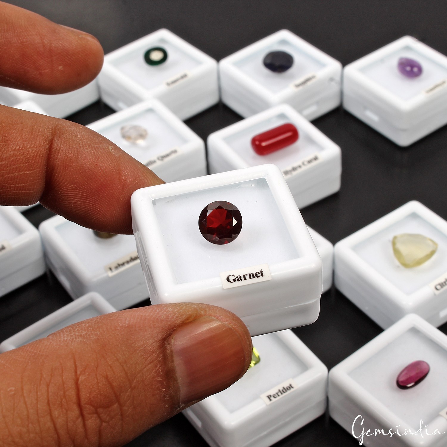 20 Pcs Estate Genuine Semi Precious Loose Multi Color Gems Collection+White Box