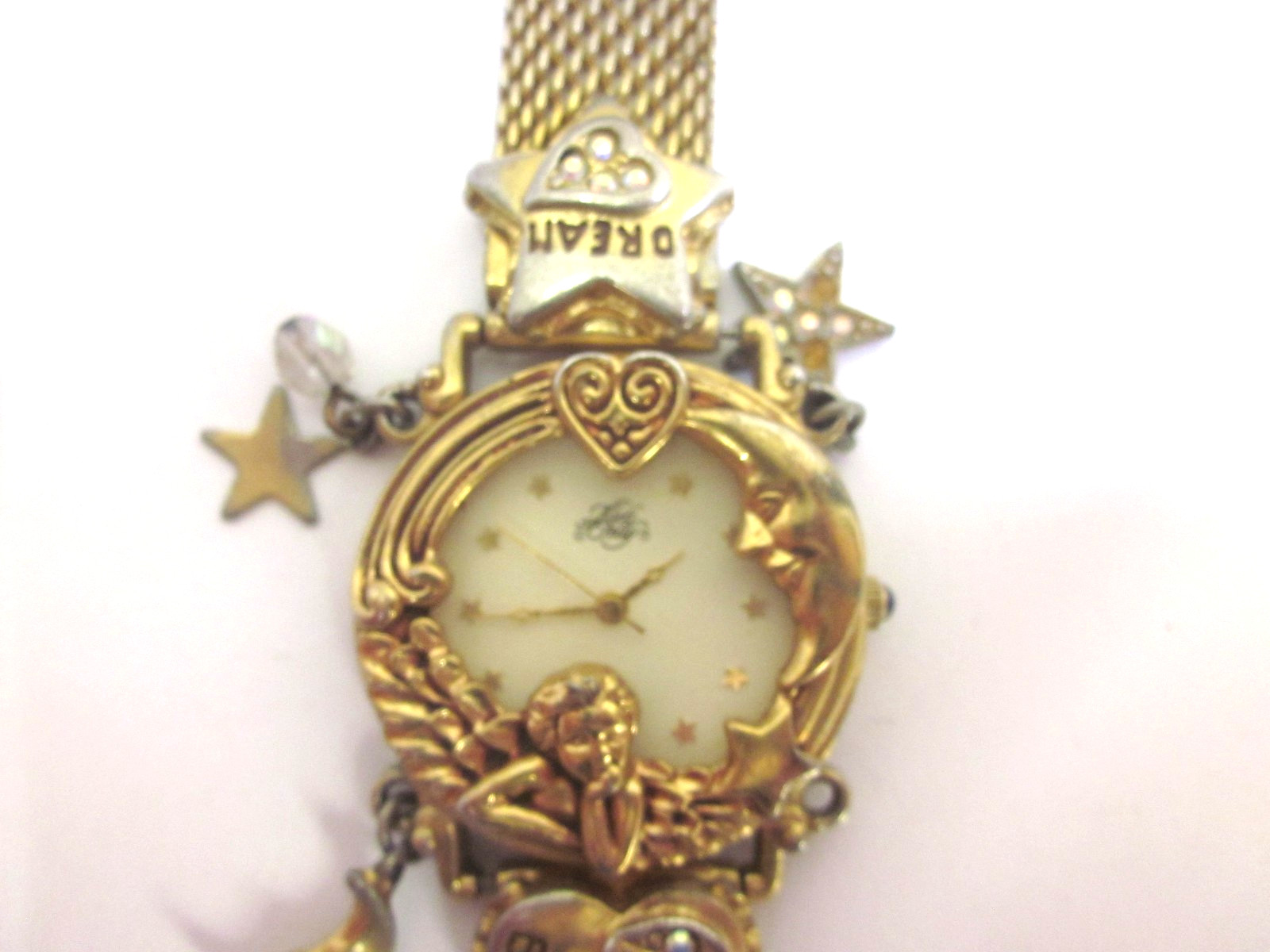 Kirks Folly Anniversary Angel Time Dream Believe Gold Tone Watch 1994 Needs Batt