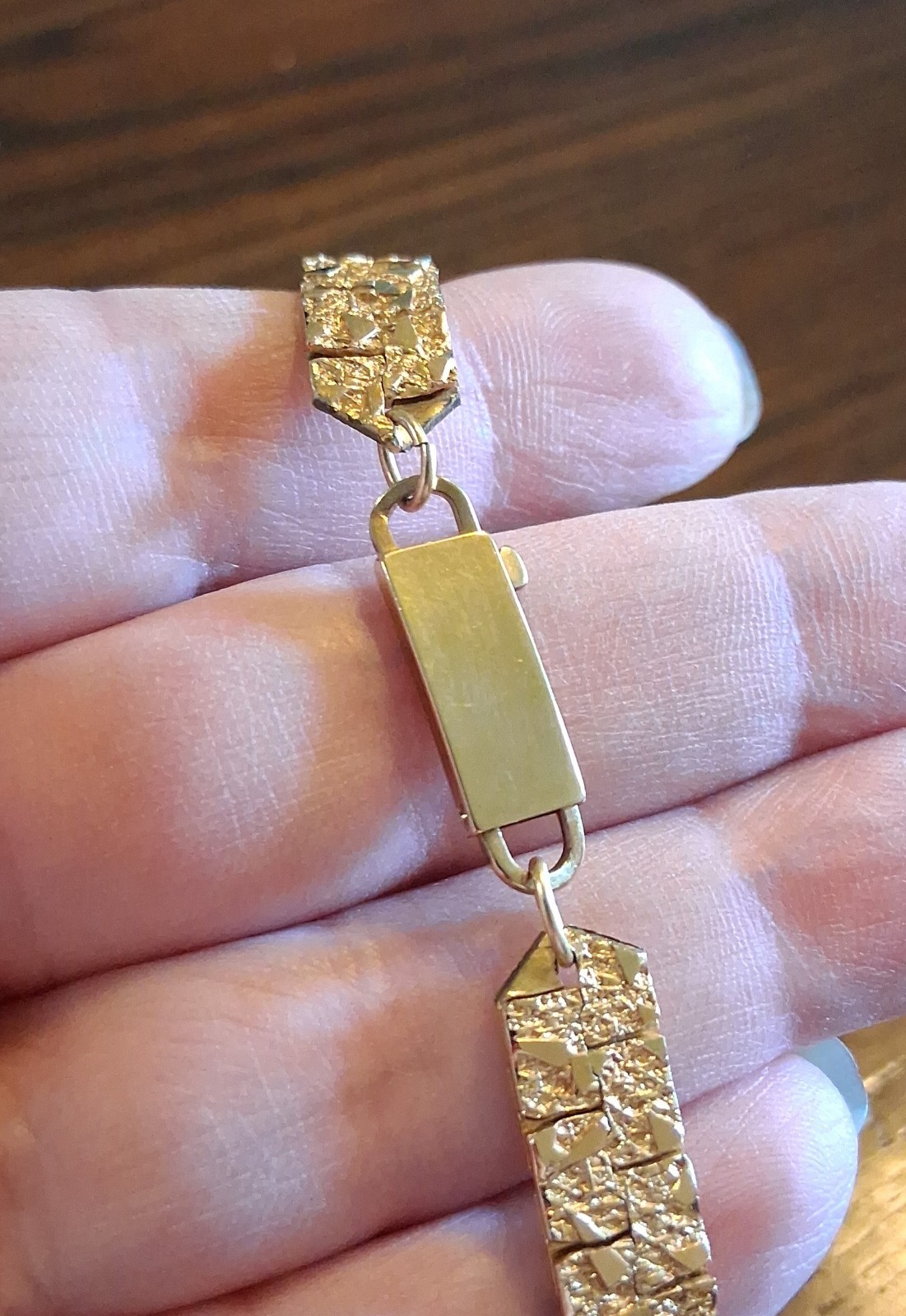 19″ Faux Gold Nugget Style 8mm Wide Chain Vintage(?) See Pics/Description