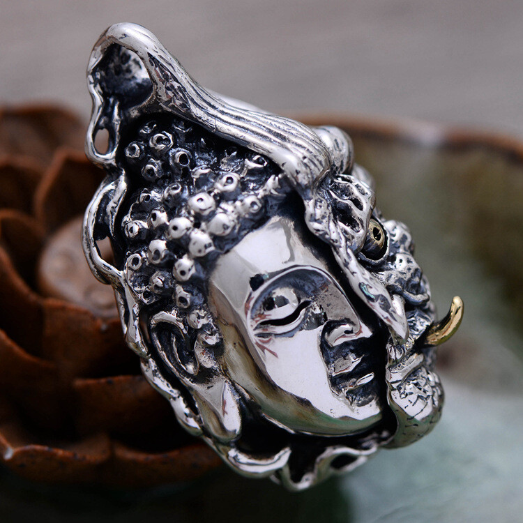 Real 925 Sterling Silver Pendant Buddha Devil In a Moment Unique Men’s Pendant