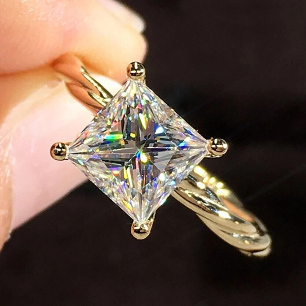 Princess Cut 14k Yellow Gold 2 CT Lab Grown IGI E F VVS Certified Diamond Ring