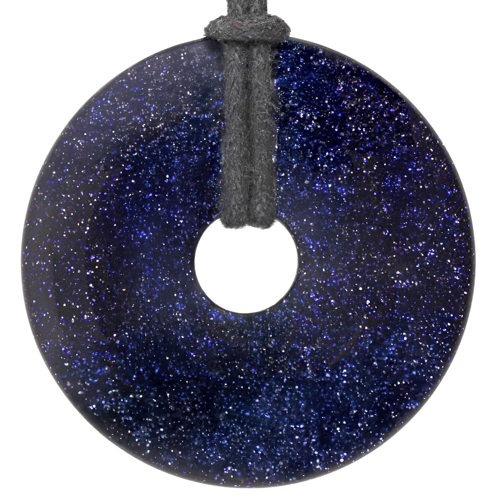 Blue Flow Donut 40mm Pendant with Cotton Ribbon | Gemstone Jewellery