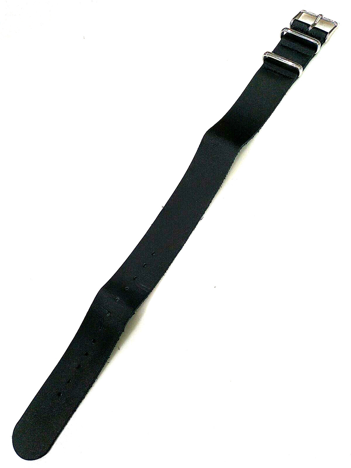 New Sport Black Leather EZ Pass Thru One Piece 20mm Watch Band Fits Military
