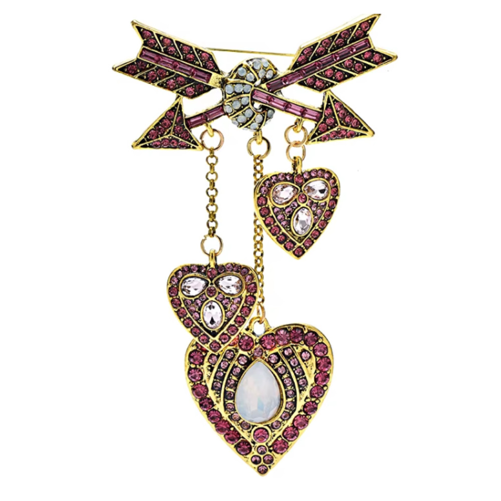New Design Heart Brooches Women Unisex 3-color Shining Arrows Jewelry Gift USA