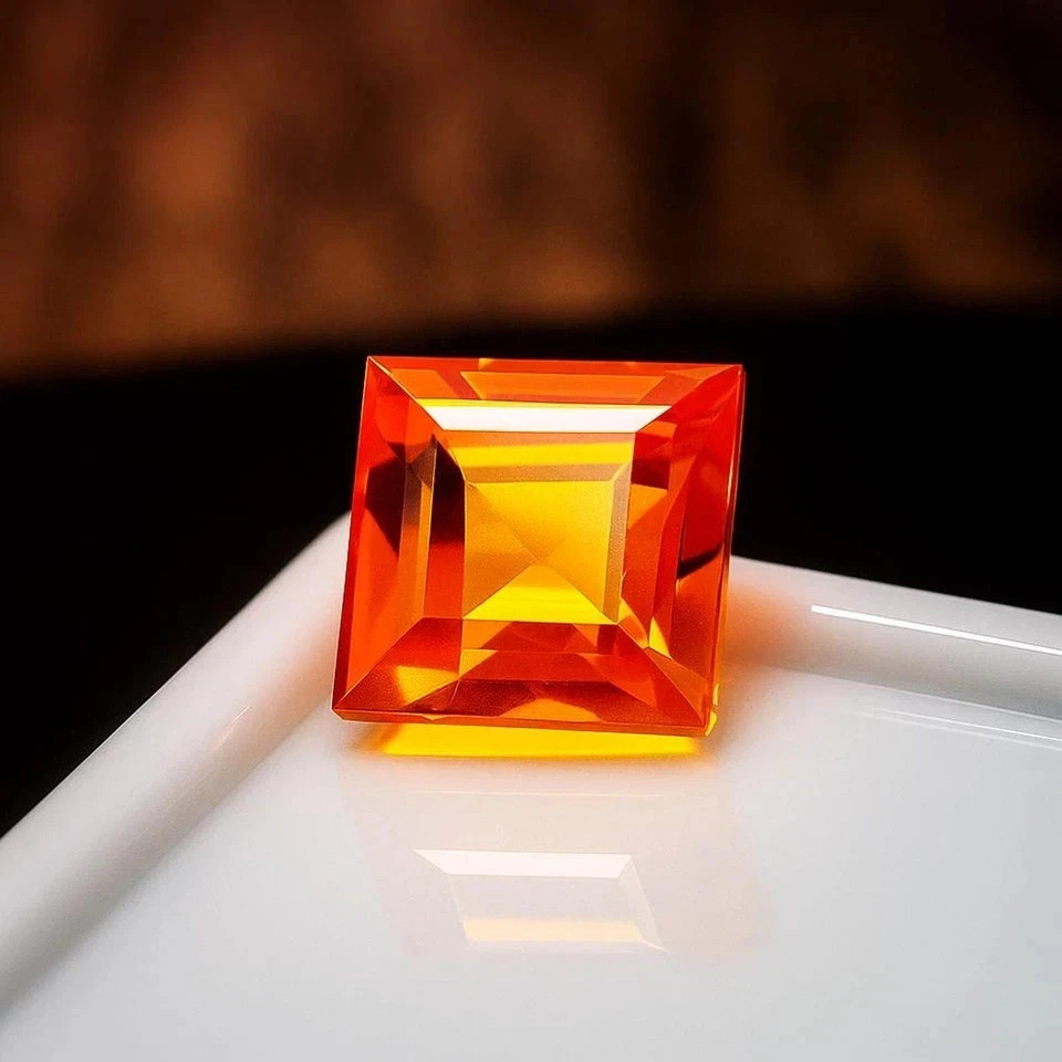 Natural Ceylon Orange Sapphire 10.01 Ct Princess Cut Certified Loose Gemstone