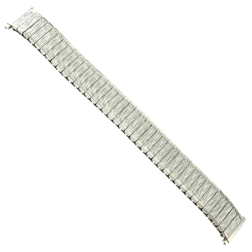 15-19mm Milano Silver Tone Stainless Steel Twist-O-Flex Metal Relief Watch Band